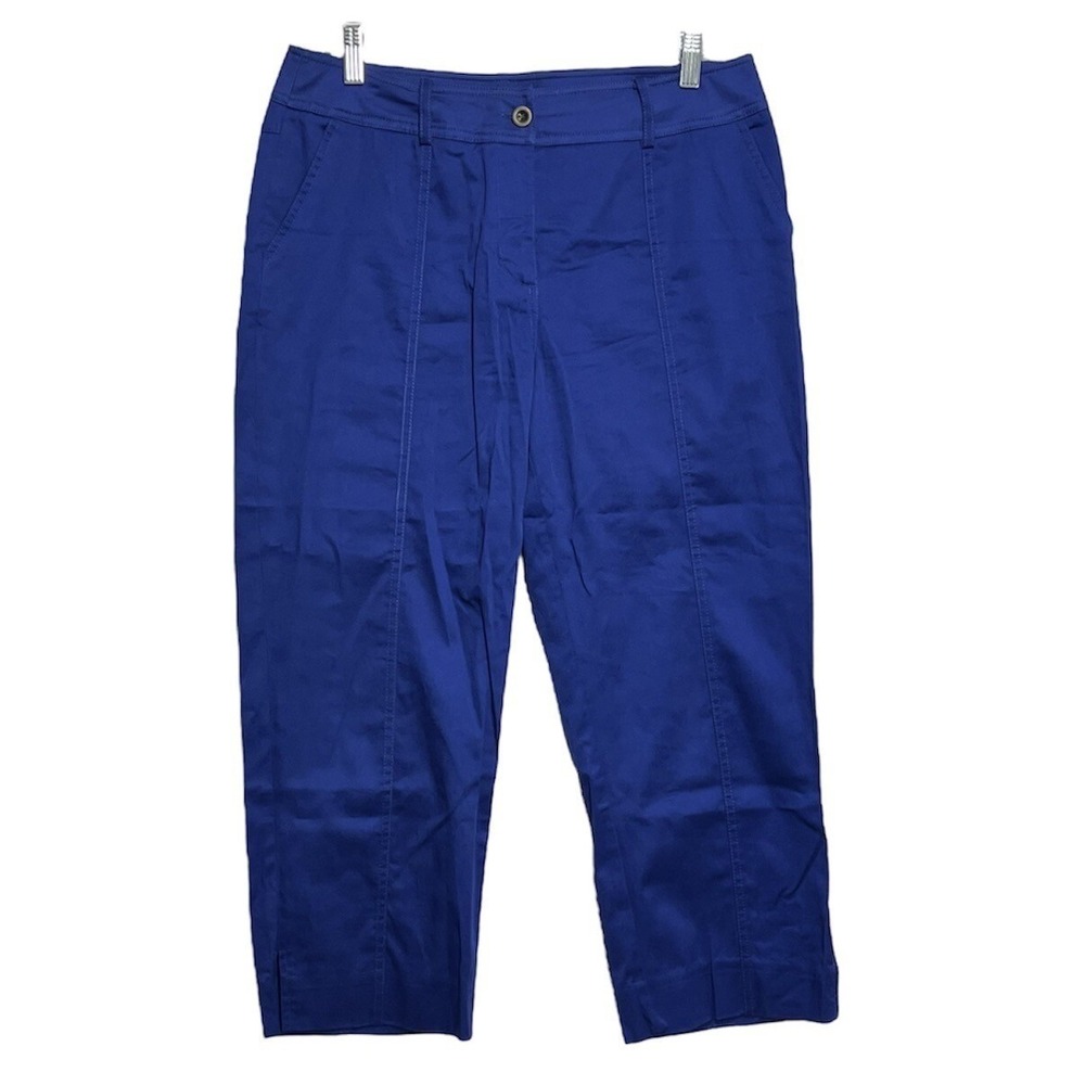 Luciano Dante Women's Blue Capri Pants Size 10 Cotton‎ Blend Cropped Side Slits